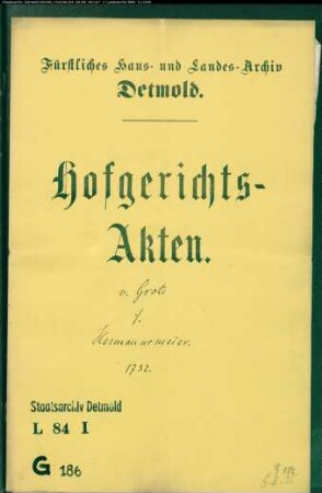 von Grote, Drost zu Lemgo gegen Meier Hermann zu Matorf - Schuldforderung