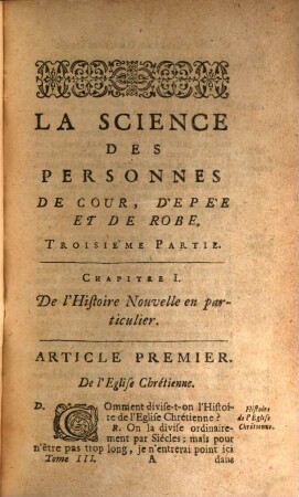 La Science Des Personnes De Cour, D'Epée Et De Robe, 3