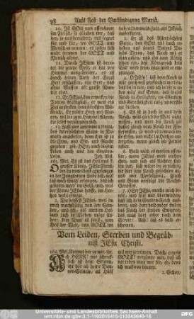 Vom Leiden, Sterben und Begräbniß Jesu Christi.