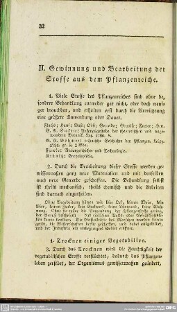 II. Gewinnung und Bearbeitung der Stoffe aus dem Pflanzenreiche