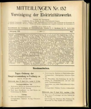 Mitteilung Nr. 152. Jg. 13, Mai 1914
