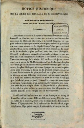 Notice historique sur la vie et les travaux de M. Desfontaines
