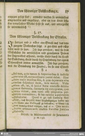 §. 17. Von schleuniger Vollstreckung der Strafen