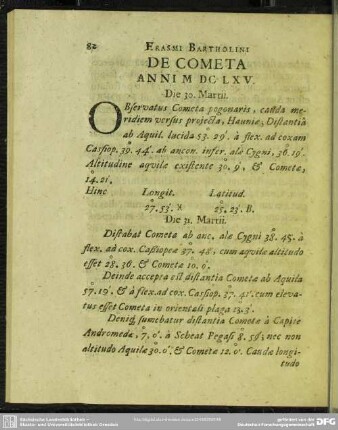 De Cometa Anni MDCLXV