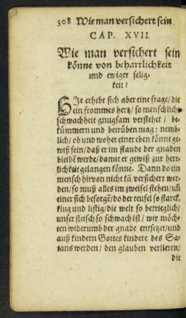 Cap. XVII. Wie man versichert sein könne von beharrlichkeit und ewiger seligkeit?
