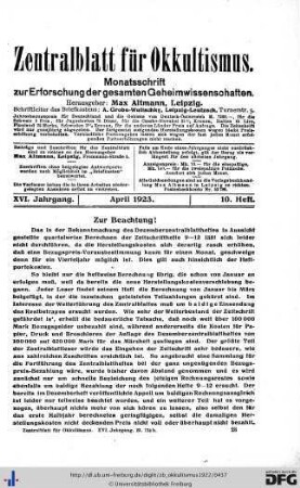 10. Heft (Apr. 1923)