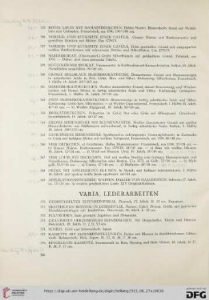 Varia, Lederarbeiten (Nr. 370-385)