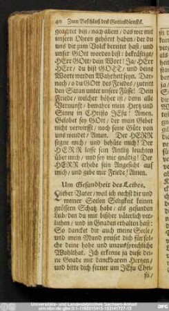 Um Gesundheit des Leibes.