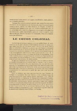 Le coton colonial.