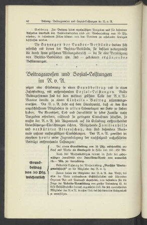 Beitragswesen und Sozial=Leistungen im R.v.A.