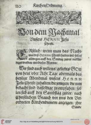 Von dem Nachtmal unseres Herrn Jesu Christi