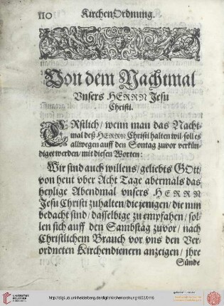 Von dem Nachtmal unseres Herrn Jesu Christi