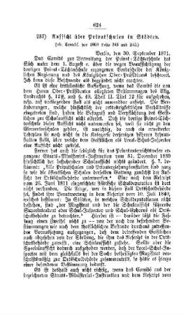 Aufsicht über Privatschulen in Städten : [V. Elementarschulwesen]