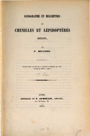 Iconographie et description de chenilles et lépidoptères inédits. [1,1]