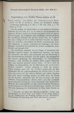 Besprechung von Seidlitz´Fauna baltica ed. II.