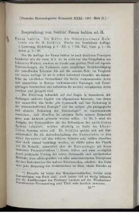 Besprechung von Seidlitz´Fauna baltica ed. II.