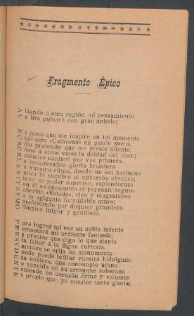Fragmento épico : Al ecscelentysymo presydente
