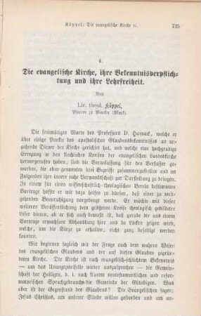 735-768 Die evangelische Kirche, ihre Bekenntnisverpflichtung und ihre Lehrfreiheit