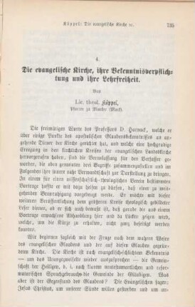 735-768 Die evangelische Kirche, ihre Bekenntnisverpflichtung und ihre Lehrfreiheit
