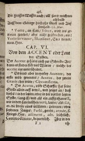 Cap. VI. Von dem Accent oder Laut der Sylben.