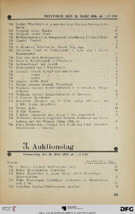 3. Auktionstag Donnerstag, den 26. März 1936, ½ 3 Uhr (Nr. 751-1125)