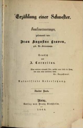 Erzählung einer Schwester : Familienerinnerungen, 2