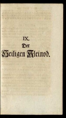 IX. Der Heiligen Kleinod