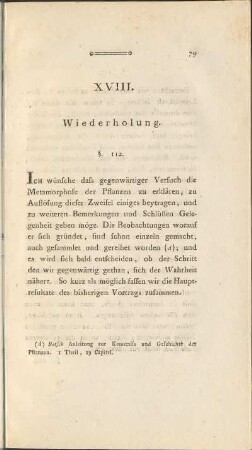 XVIII. Wiederholung.