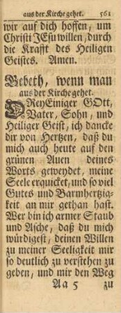 Gebeth, wenn man aus der Kirche gehet