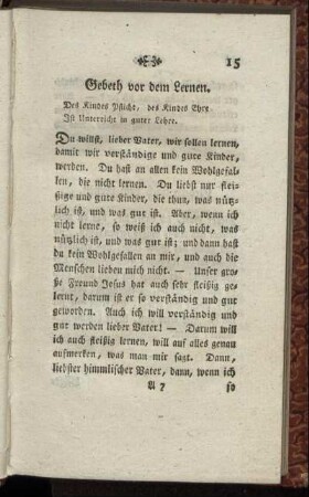 Gebeth vor dem Lernen.