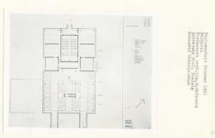 Bücherei, Berlin-Wedding (Diplomarbeit bei Peter Poelzig): Grundriss Untergeschoss 1:100