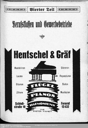 Vierter Teil. Berufsklassen und Gewerbebetriebe