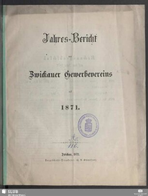1870/71(1872): Jahresbericht des Gewerbevereins zu Zwickau