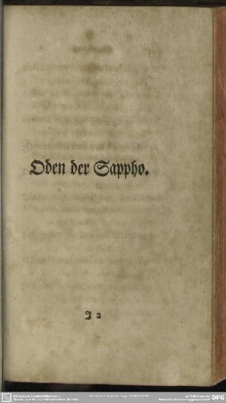 Oden der Sappho