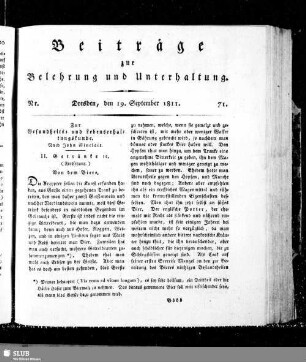 Beiträge zur Belehrung und Unterhaltung
