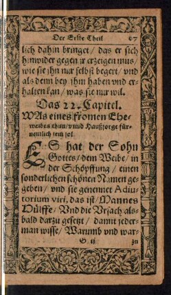 Was 22. Capitel. Was eines fromen Eheweibes thun/ unnd Haußsorge fürnemlich sein sol.