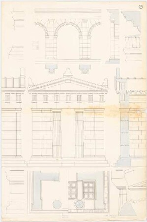Dorischer Tempel und Arkade: Ansicht, Details