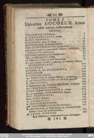 Index Universam Locorum seriem velut catena cohaerentem exhibens.