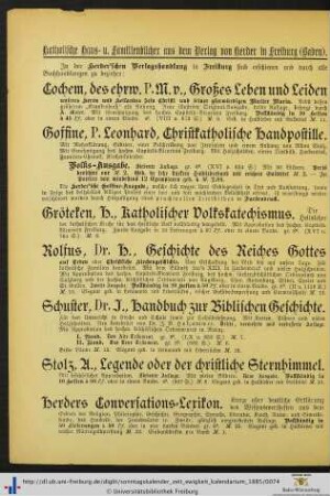 Werbung der Herder’schen Verlagshandlung.