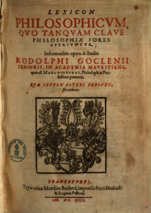 Lexicon philosophicum : quo tanquam clave philosophiae fores aperiuntur