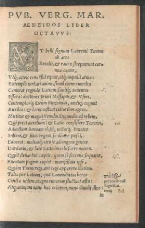 Pub. Verg. Mar. Aeneidos Liber Octavus.