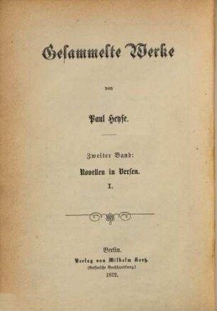 Novellen in Versen, 1