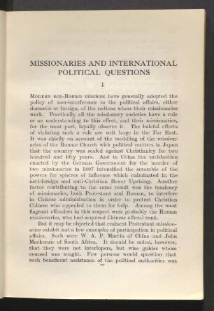 Missionaries and international political questions