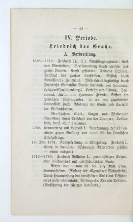 IV. Periode. Friedrich der Große