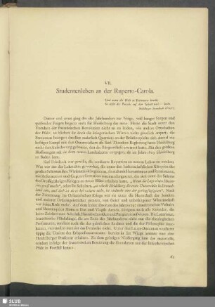 VII. Studentenleben an der Ruperto-Carola