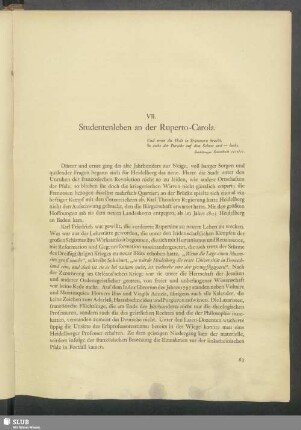 VII. Studentenleben an der Ruperto-Carola