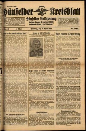 Erste Ausgabe vom Samstag, den 04. April 1942.