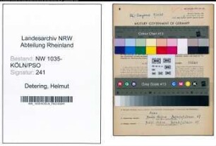 Entnazifizierung Helmut Detering , geb. 01.07.1916 (Bergbauangestellter)
