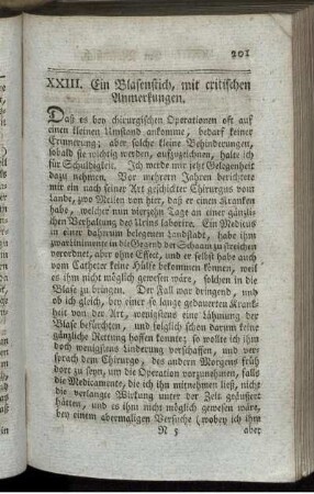 XXIII. Ein Blasenstich, mit critischen Anmerkungen.
