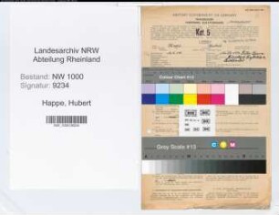 Entnazifizierung Hubert Happe, geb. 16.02.1904 (Buchbinder)